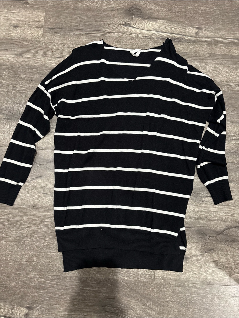 Dreamers Black and White Striped Lightweight Sweater - Picture 2 of 3